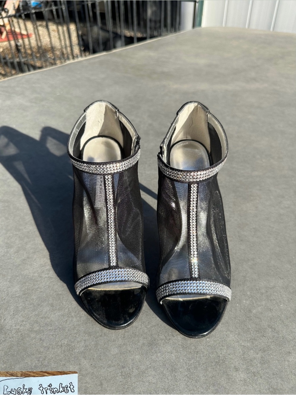 Caparros Black Mesh & Satin Heels